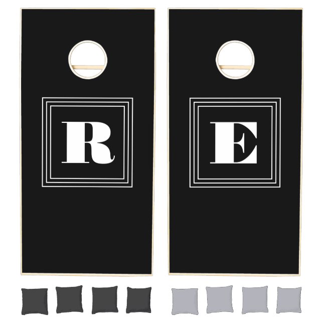 3 Frame Monogram | Black & White Cornhole Set (Set)