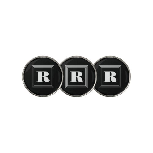 3 Frame Monogram  Black  White Golf Ball Marker