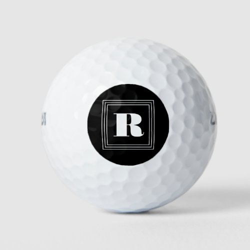 3 Frame Monogram  Black  White Golf Balls