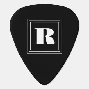 3 Frame Monogram   Black & White Guitar Pick