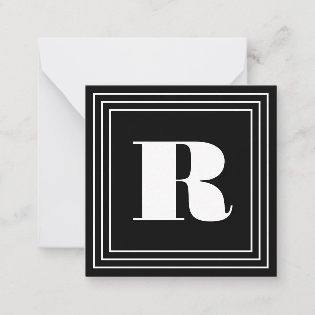 3 Frame Monogram | Black & White Note Card (Front)