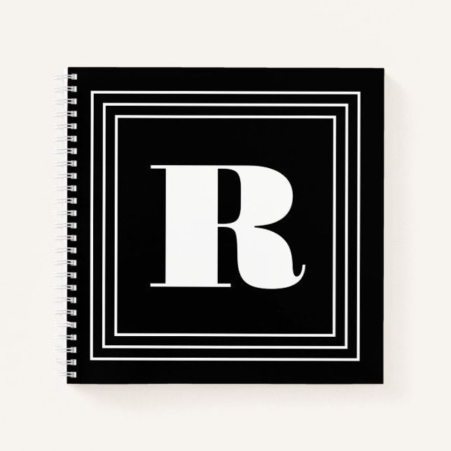 3 Frame Monogram | Black & White Notebook (Front)