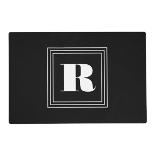 3 Frame Monogram Black & White Placemat