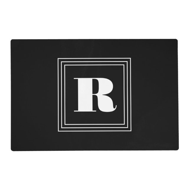 3 Frame Monogram | Black & White Placemat (Front)