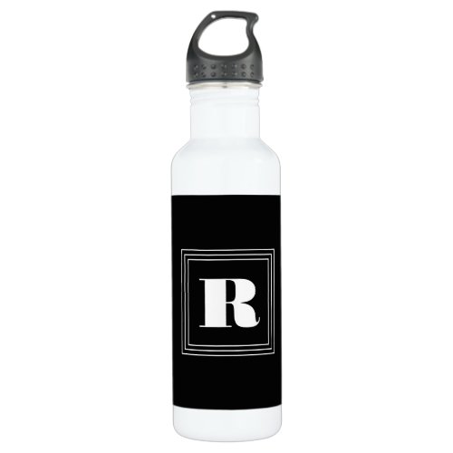 3 Frame Monogram  Black  White Stainless Steel Water Bottle