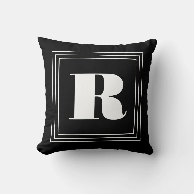 3 Frame Monogram | Black & White Throw Pillow (Front)