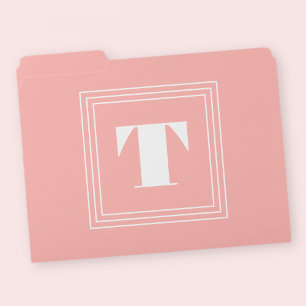 3 Frame Monogram   Coral & White File Folder