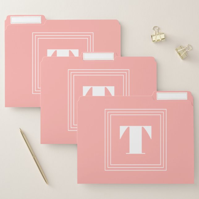 3 Frame Monogram | Coral & White File Folder (Set)
