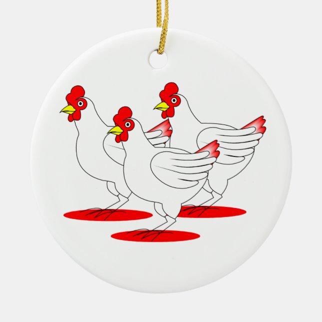 3 French Hens Ceramic Ornament (Front)