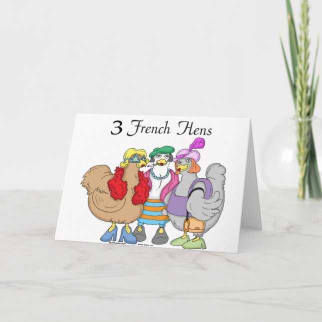 3 French Hens Holiday Card (Front)