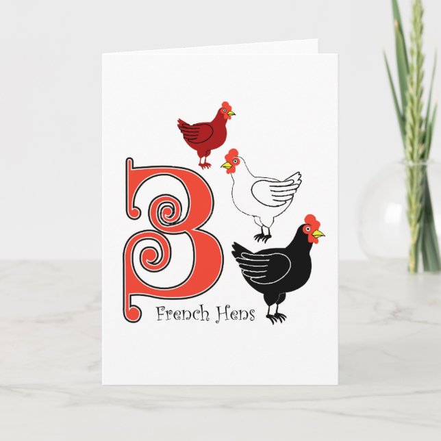 3 French Hens Holiday Card (Front)