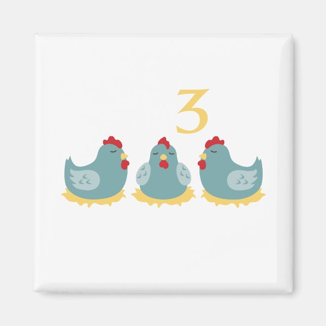 3 French Hens Magnet (Front)