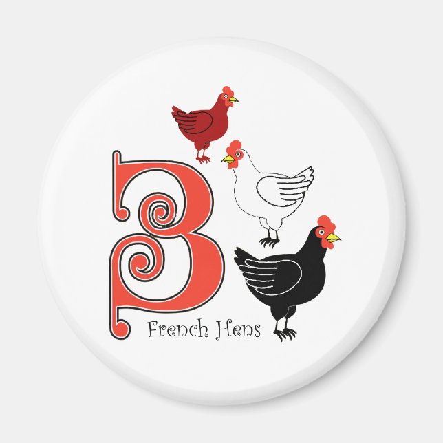 3 French Hens Magnet (Front)