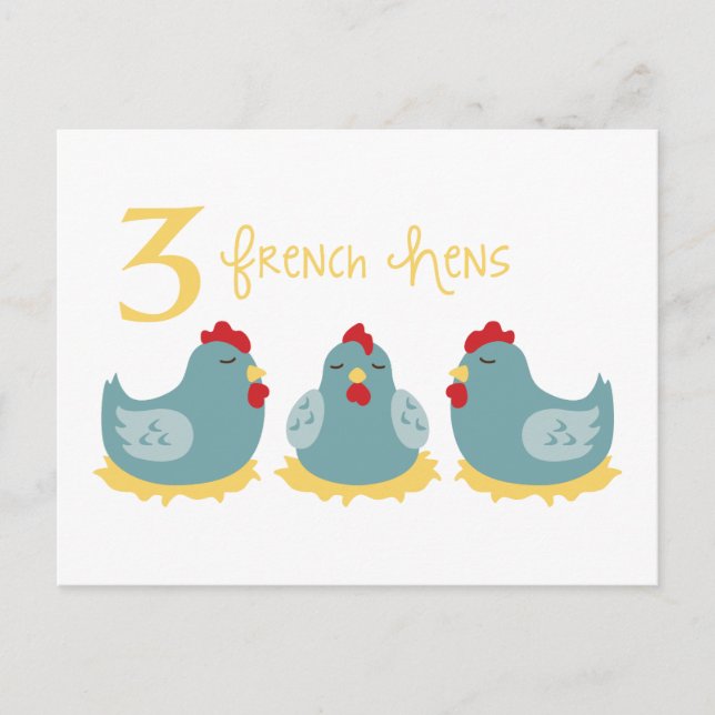 3 French Hens Postcard (Front)