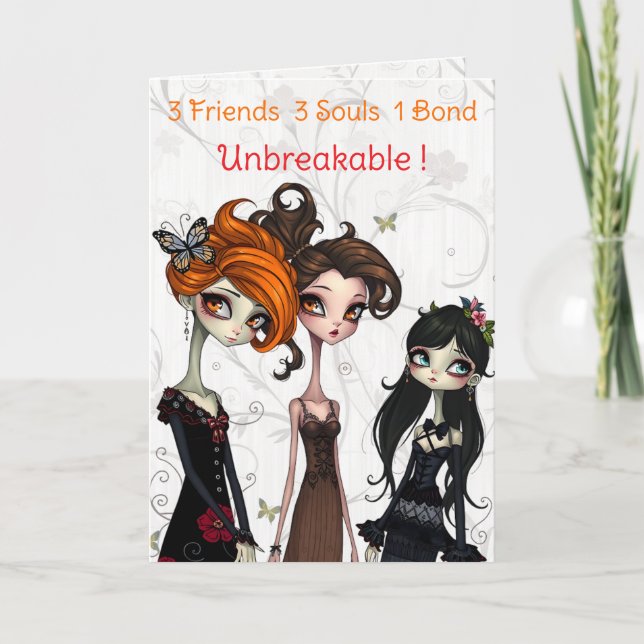 3 Friends Three Souls 1 Bond Friendship Birthday Card (Front)