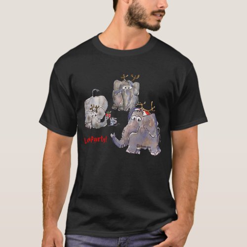 3 Funny Cartoon Elephants T_shirt