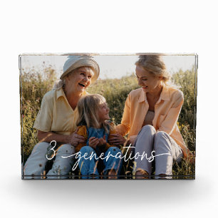 3 Generations of Family Photo Script Acrylic Award