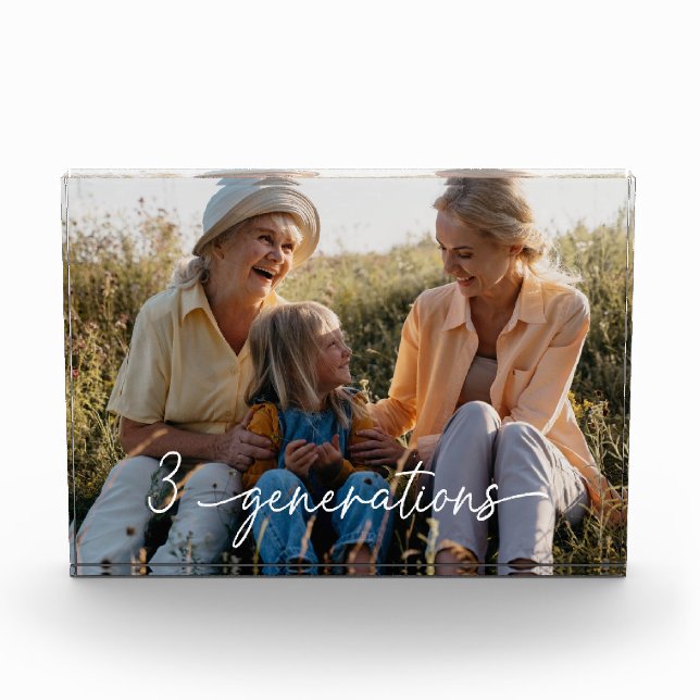3 Generations of Family Photo Script  Acrylic Award (Front)