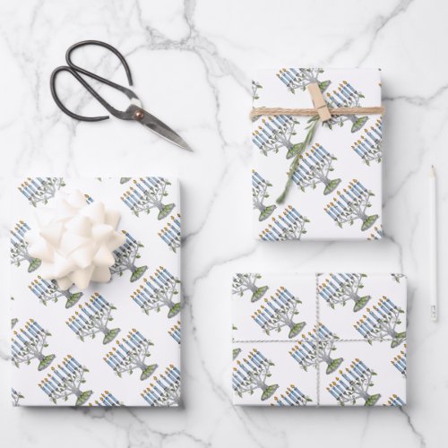 3 Gift Wrap Sheets_ Hanukkah Chanukah _ Menorah