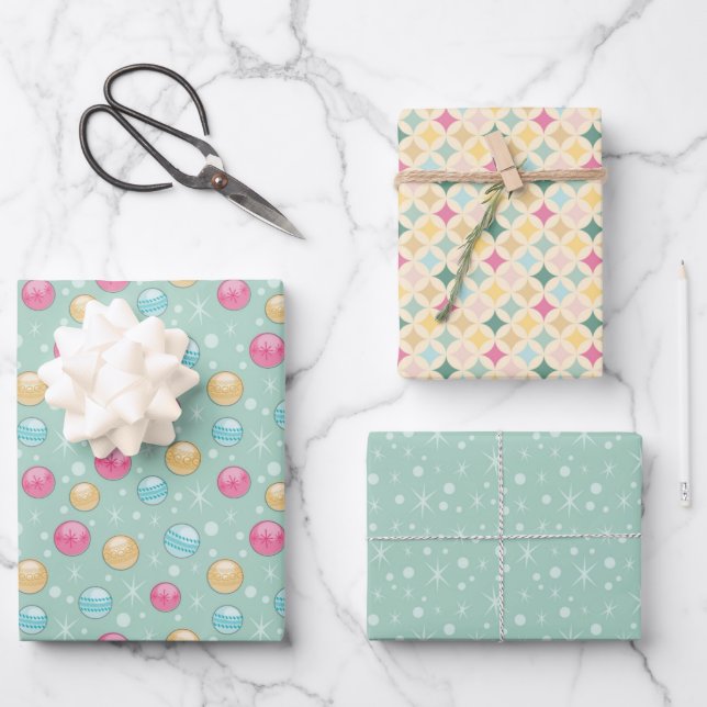 3 Gift Wrap Sheets Set -Merry Kitchsmas (Front)