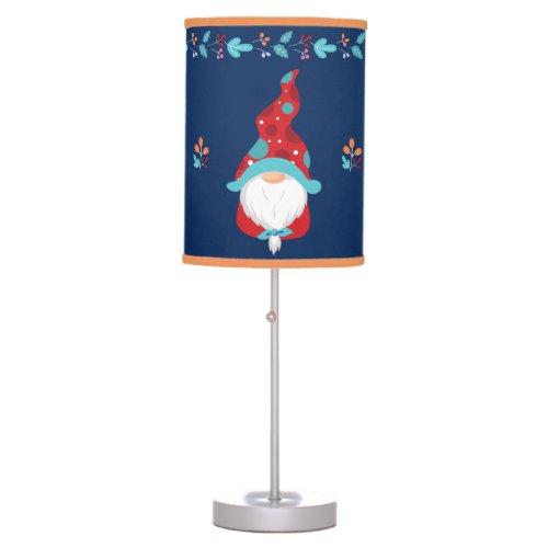 3 Gnomes Blue Modern Simple Holiday Floral Border Table Lamp