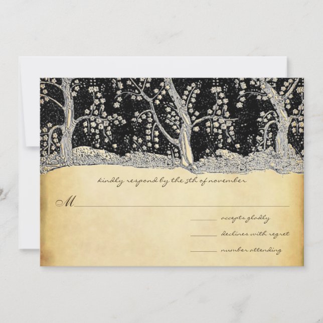 3 Gold Trees on Gold and Black Metallic Elegance Invitation (Front)
