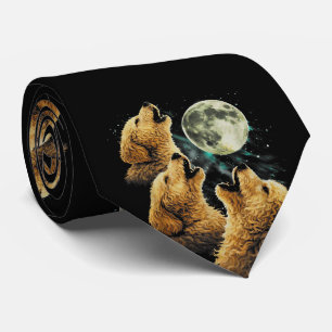 3 Golden Doodle Dogs Howling at the Moon Cute dogs Neck Tie