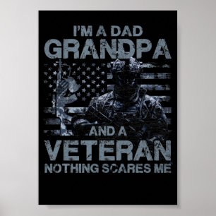 3 Grandpa Veteran Blue Navy Cerulean Grey color Poster
