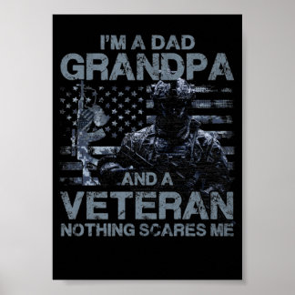 3 Grandpa Veteran Blue Navy Cerulean Grey color Poster