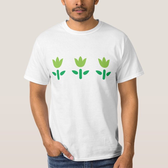 3 Green Flowers T-Shirt (Front)