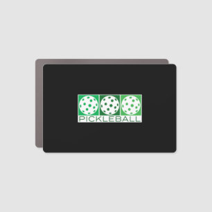 3 Green Pickleballs on white Car Magnet