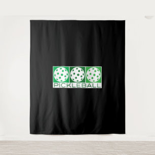 3 Green Pickleballs on white Tapestry
