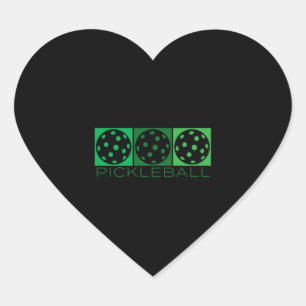 3 Green Pickleballs transparent Heart Sticker