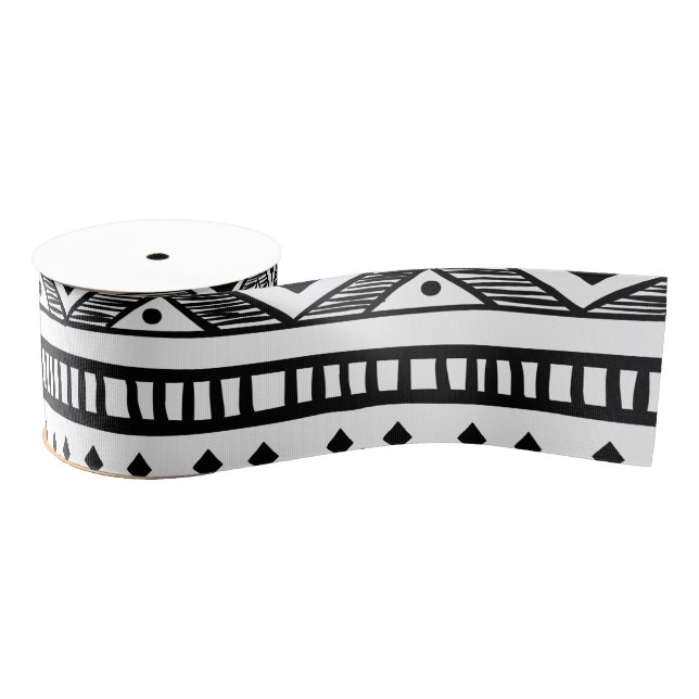 3" Grosgrain Ribbon Boho Buffalo Tribal Pattern Bo (Spool)