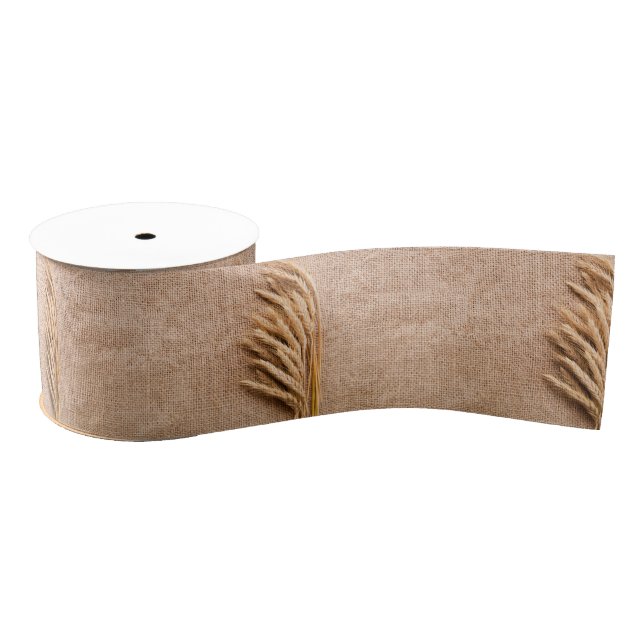 3" Grosgrain Ribbon Wheat on Burlap Sack Country R (Spool)