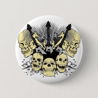 3 Guitars Skulls Button