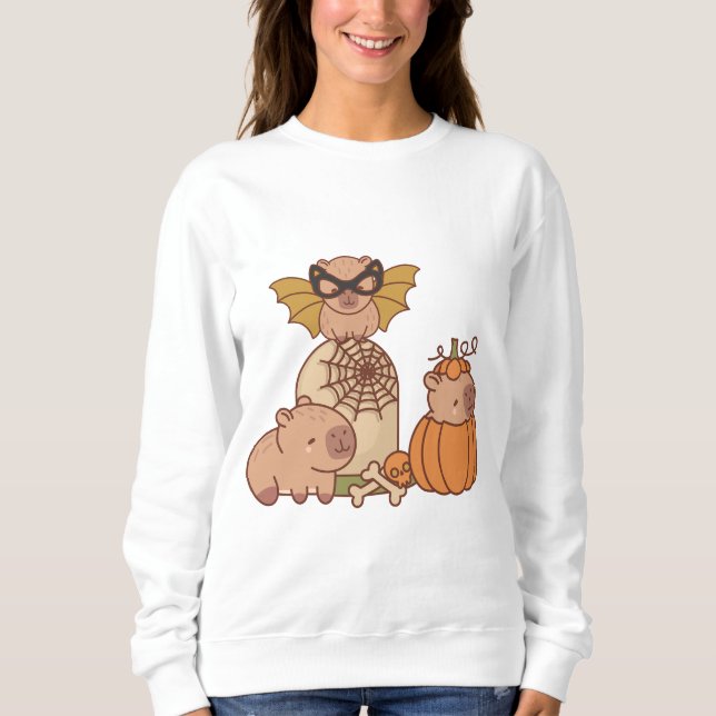  3 Halloween-themed capybaras Sweatshirt (Front)