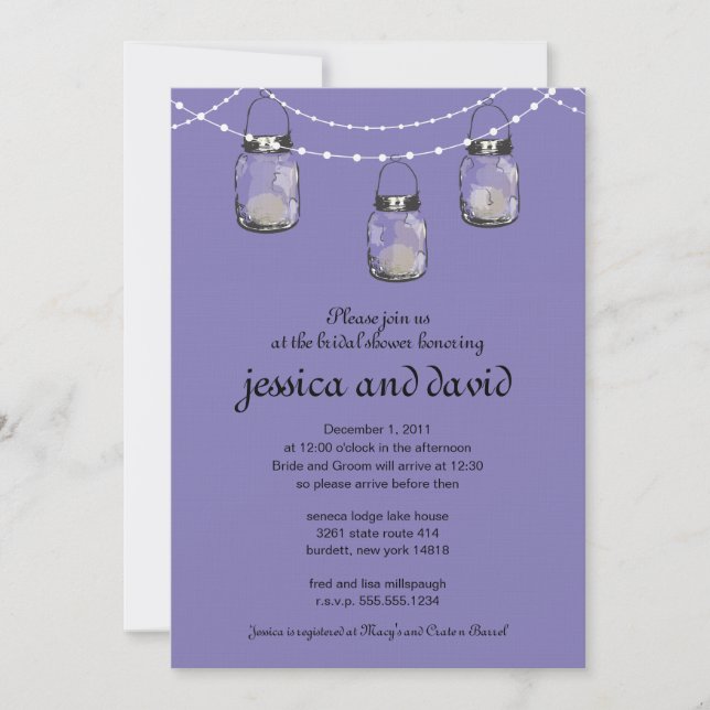 3 Hanging Mason Jars - Bridal Shower Invitation (Front)