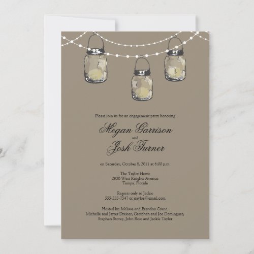 3 Hanging Mason Jars - Engagement Party Invitation