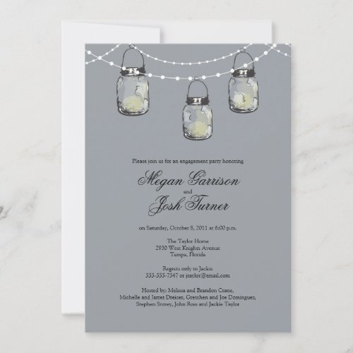 3 Hanging Mason Jars - Engagement Party Invitation