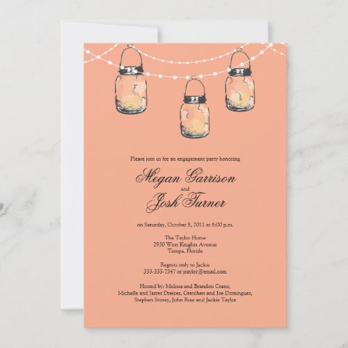 3 Hanging Mason Jars - Engagement Party Invites