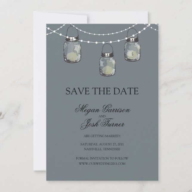 3 Hanging Mason Jars - SAVE THE DATE (Front)
