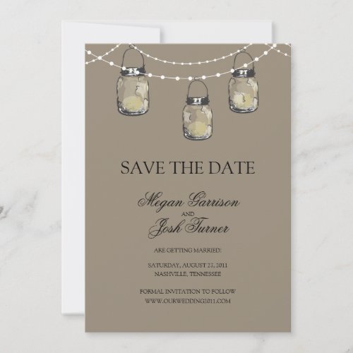3 Hanging Mason Jars - SAVE THE DATE
