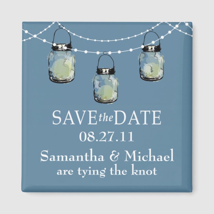 3 Hanging Mason Jars   SAVE THE DATE Fridge Magnets