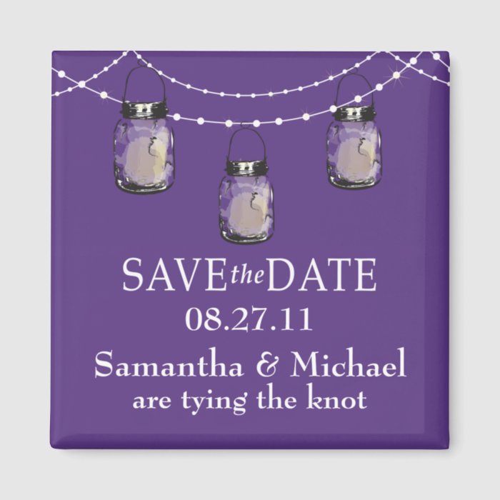 3 Hanging Mason Jars   SAVE THE DATE Refrigerator Magnets