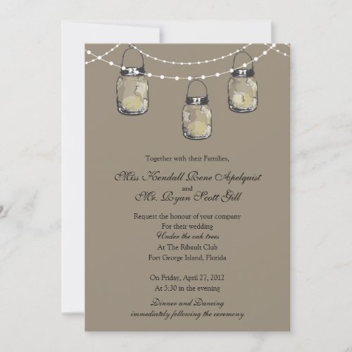 3 Hanging Mason Jars - Wedding Custom Announcements