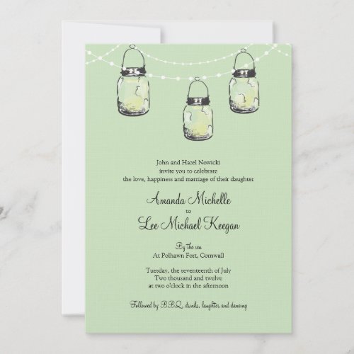 3 Hanging Mason Jars Wedding Invites