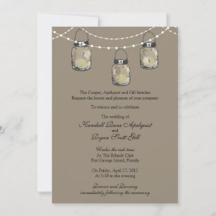 3 Hanging Mason Jars - Wedding Invitation