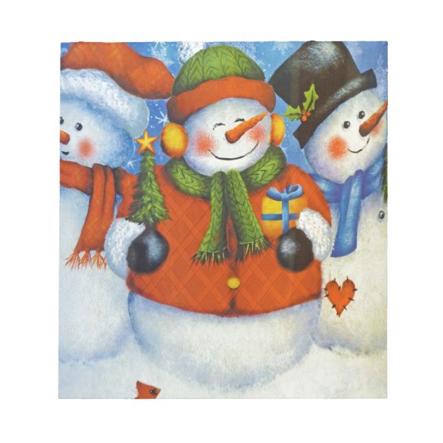 3 Happy Snowmen Notepad (Front)
