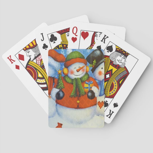 3 Happy Snowmen Poker Cards (Back)